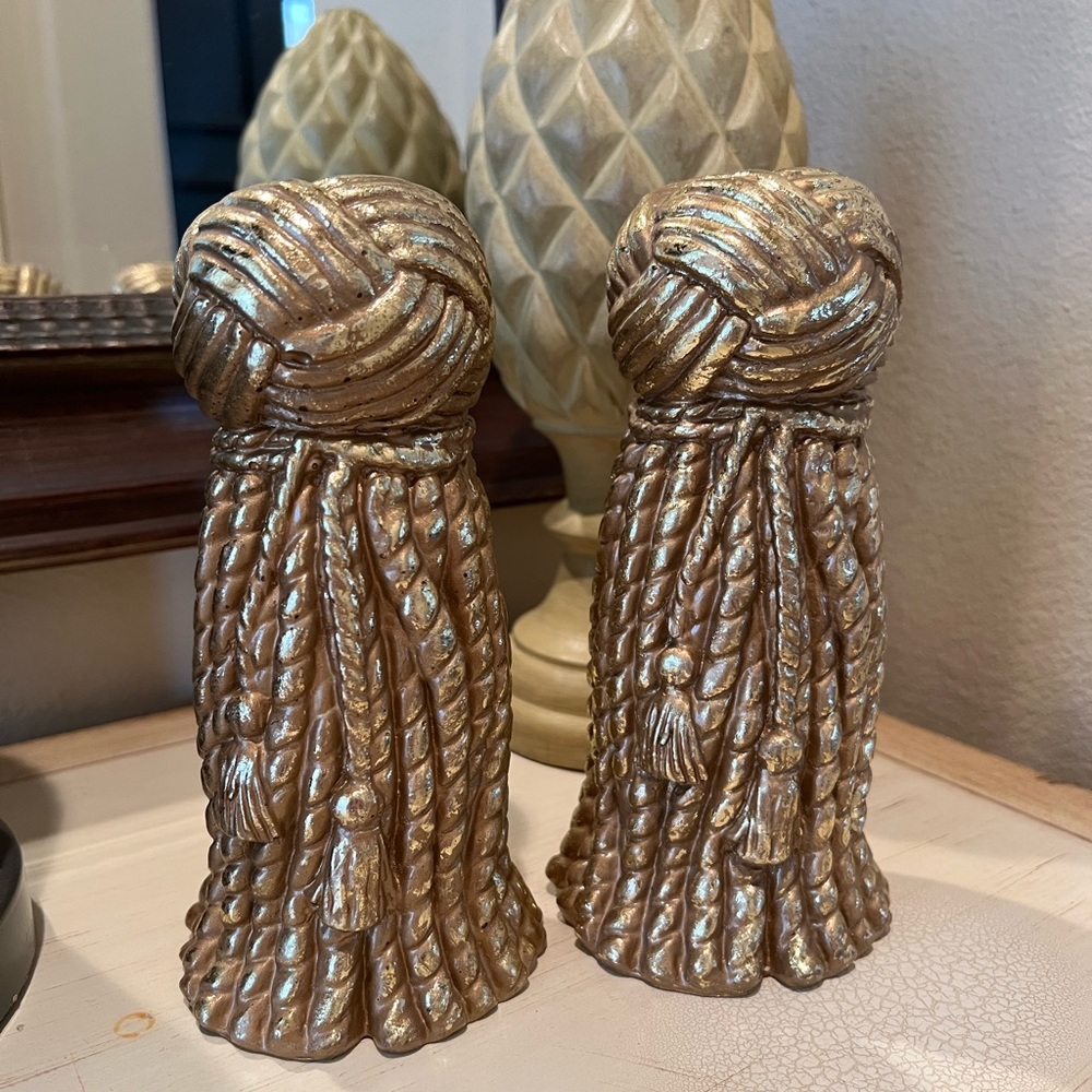 Vintage 1970s Hollywood Regency Dorothy Draper Style Tassel Candle Holders-Pair